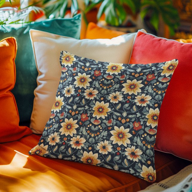 Blue Scandinavian Floral Cushion (Creator Uploaded)