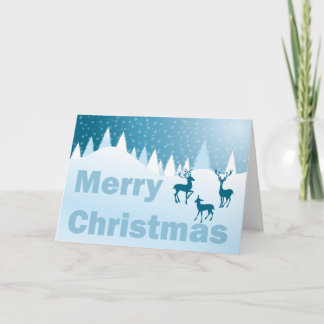blue scene -merry christmas holiday card