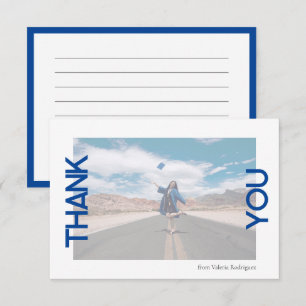 Blue School Colour Photo Thank You Card
