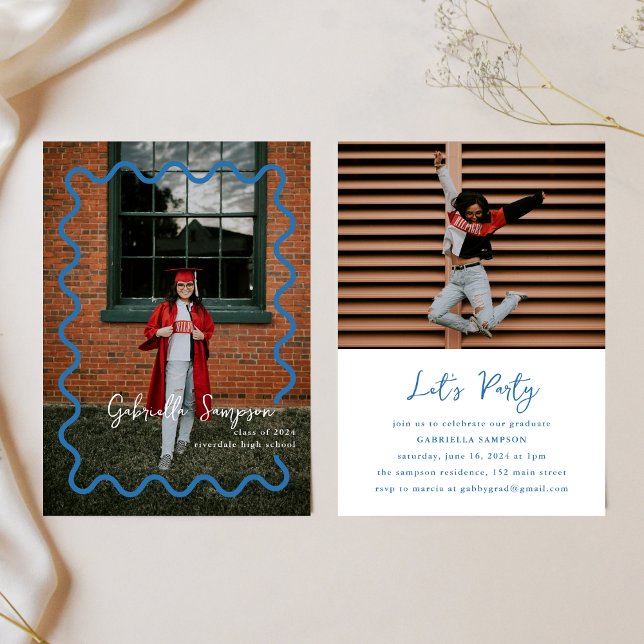 Blue School Colours Graduation Party Invitations  (Creator Uploaded)