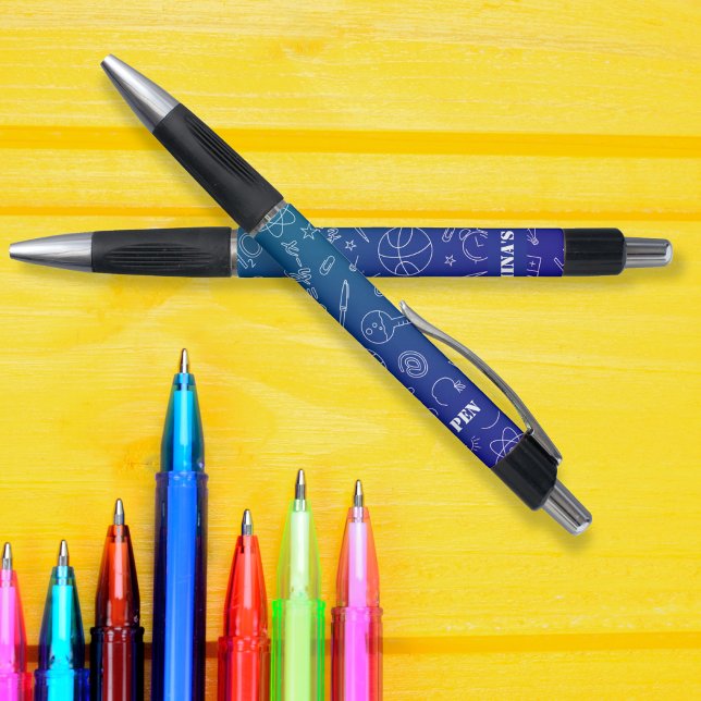 Blue School elements pattern personalised (Blue School elements pattern personalized Pen)