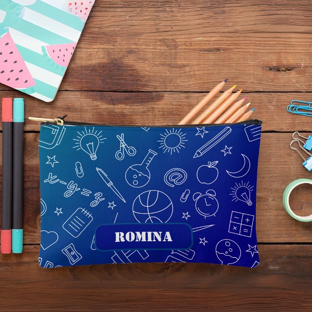 Blue School elements Pencil case/bag  Accessory Pouch (Blue School elements Pencil case/bag Accessory Pouch)