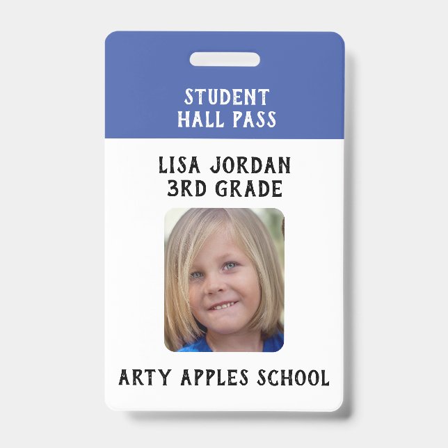 Blue  School teacher or student ID Badge (Front)