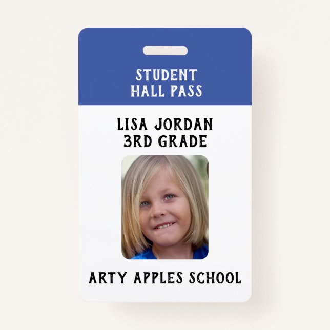 Blue  School teacher or student ID Badge (Front)
