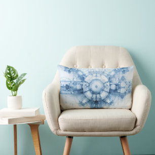 Blue Sci-Fi Space Base Lumbar Cushion