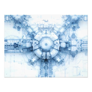 Blue Sci-Fi Space Base Photo Print