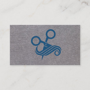 Blue Scissors   Grey Texture Background Business Card