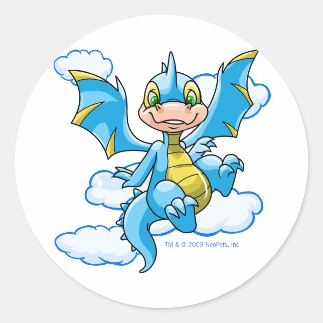 Blue Scorchio with his head in the clouds Classic Round Sticker (Front)