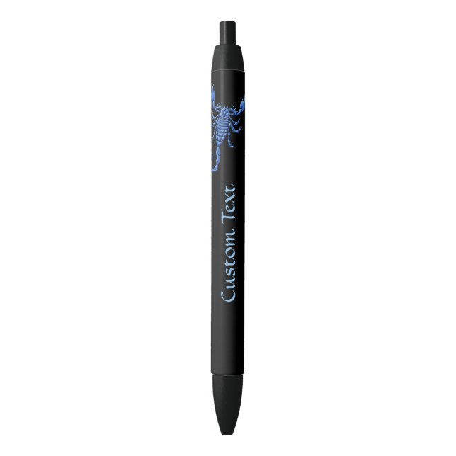 Blue Scorpion Black Ink Pen (Front Vertical)