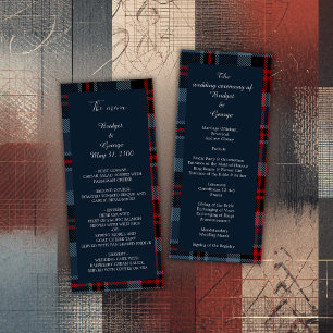 blue scottish country wedding program & menu