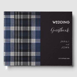 Blue Scottish Tartan Wedding Guest Book