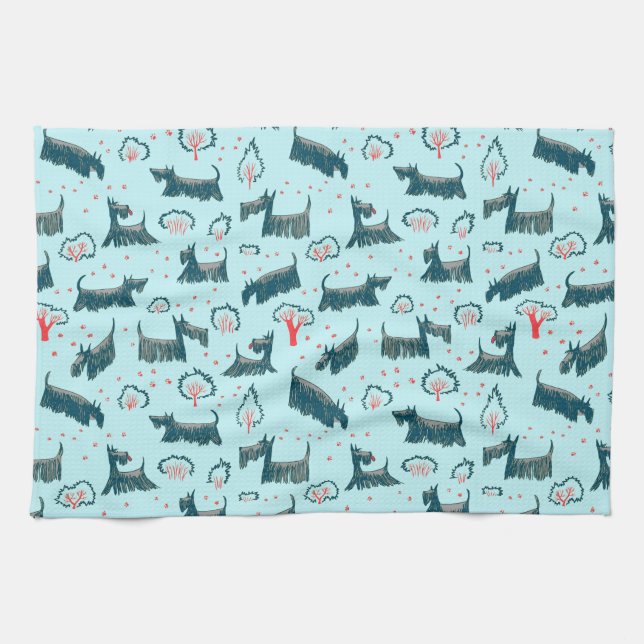 Blue Scottish Terrier Scottie Puppy Dog Scotch Pet Tea Towel (Horizontal)