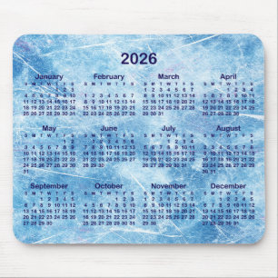 Blue Scratched Ice 2026 Calendar Mouse Pad