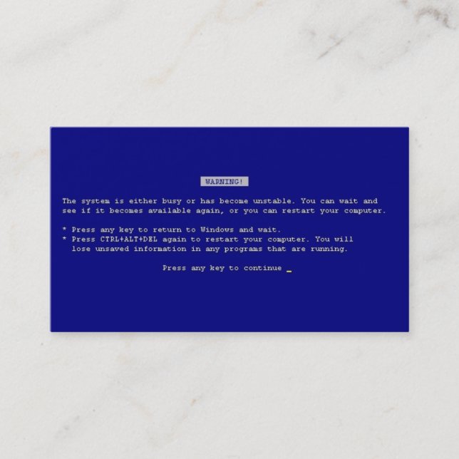 Blue Screen of Death Gag Gift Business Card (Front)