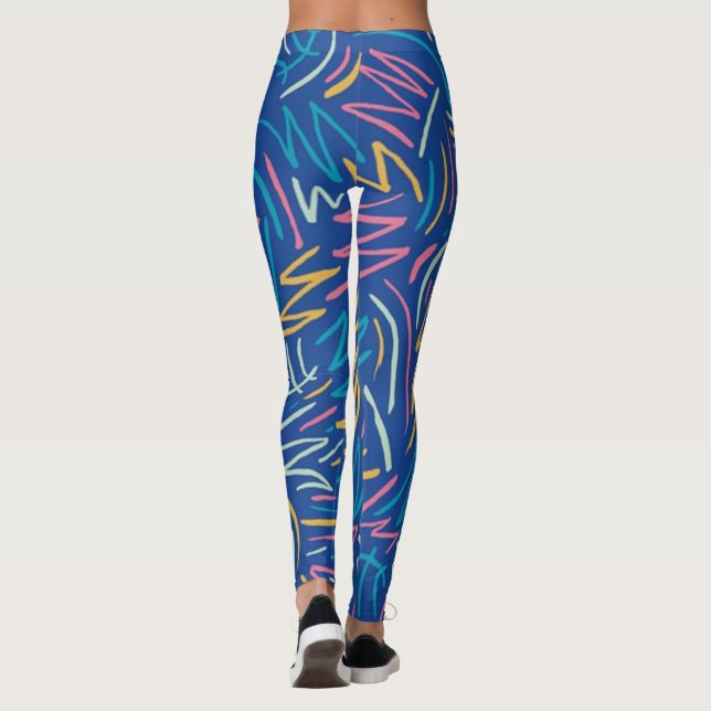 Blue Scribble Leggings (Back)
