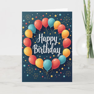 Blue Script Birthday Card