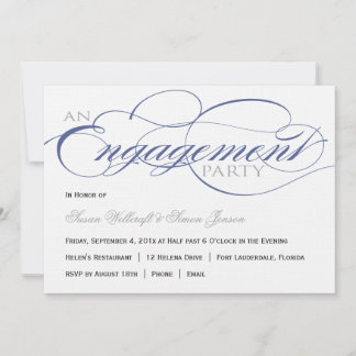 Blue Script Engagement Party Invitation