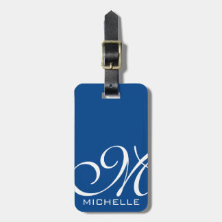 Blue Script Monogrammed Luggage Tag