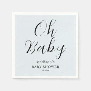 Blue Script Oh Baby Shower Napkins