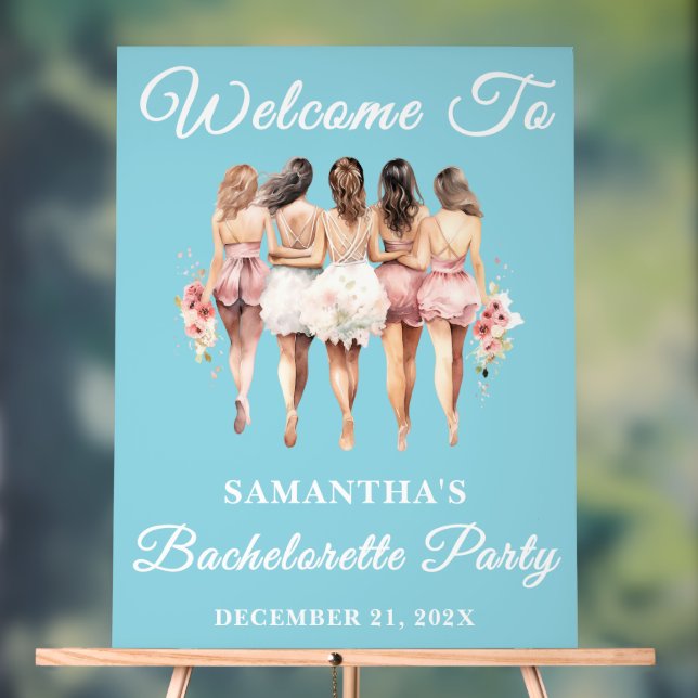Blue Script Winter Bachelorette Party Welcome Acrylic Sign (Neutral)