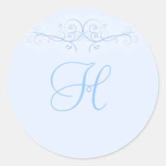Blue Scroll Wedding Stickers