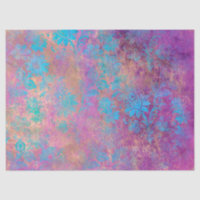 Blue Scroll Work Flowers on Purple Decoupage