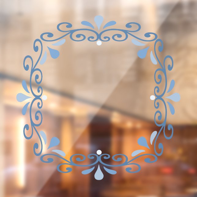 Blue scroll wreath window cling (Sheet 2)