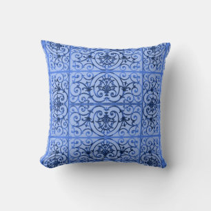 Blue scrollwork pattern cushion