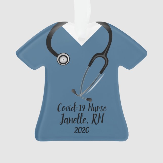 Blue Scrub Top Nurse 2020 Ornament (Front)