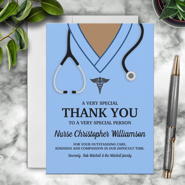 Blue Scrubs Nurse Thank You Card (Creator Uploaded)