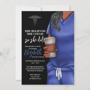 Blue Scrubs Nursing School Graduation Invitation