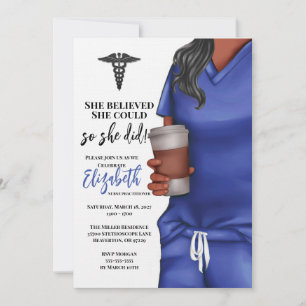 Blue Scrubs Nursing School Graduation Invitation