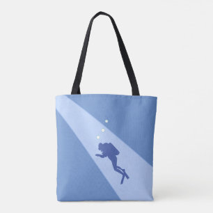 Blue Scuba Diver Tote Bag