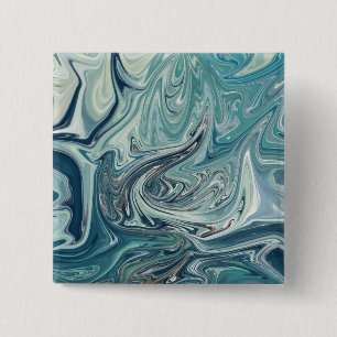 Blue Sea Abstract Painting 15 Cm Square Badge