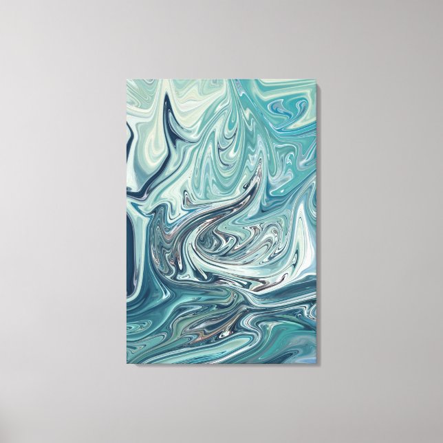 Blue Sea Abstract Painting Canvas Print (Front)
