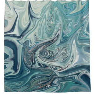 Blue Sea Abstract Painting Shower Curtain