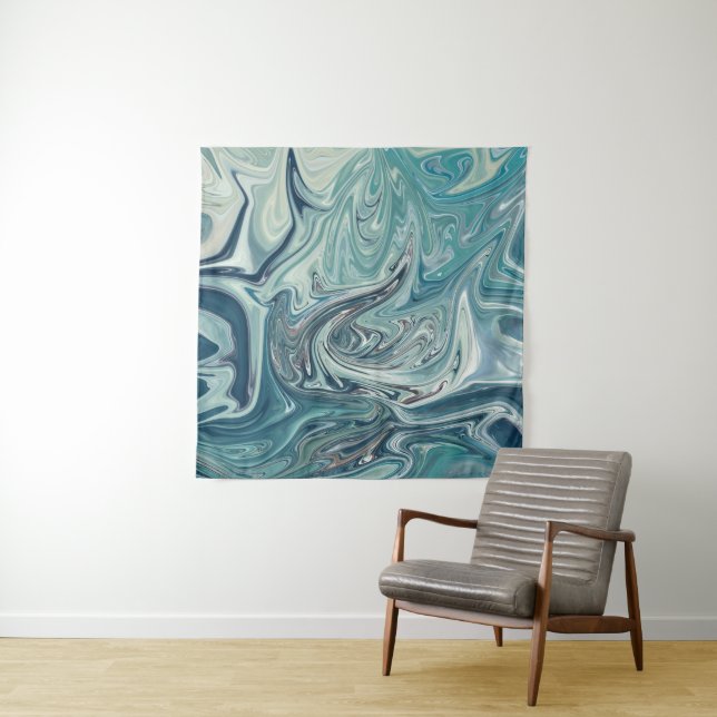 Blue Sea Abstract Painting Tapestry (In Situ)