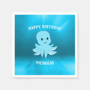 Blue Sea And Octopus Napkin