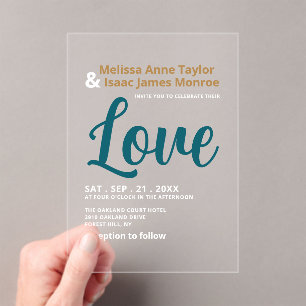 Blue Sea Beach Colour Wedding Acrylic Invitations