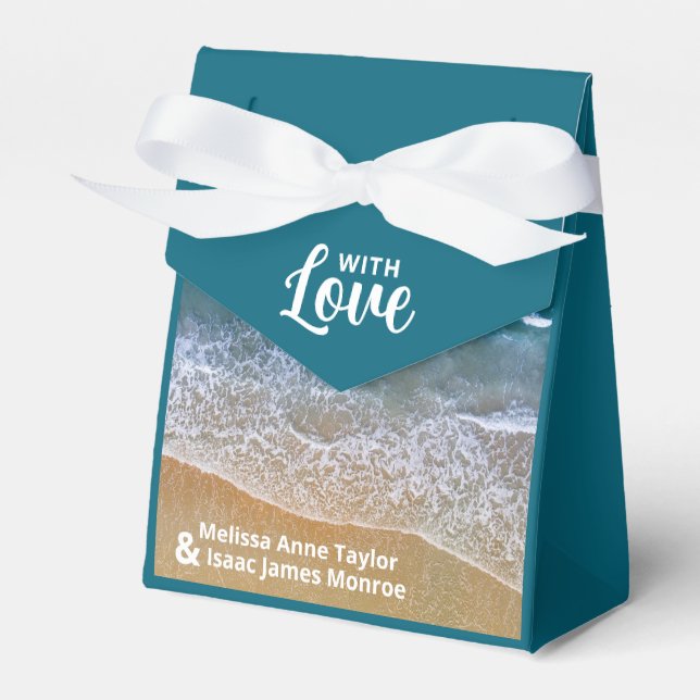 Blue Sea Beach Wedding Favour Box (Front Side)