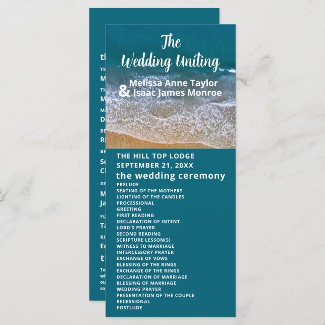 Blue Sea Beach Wedding Programme (Front/Back)