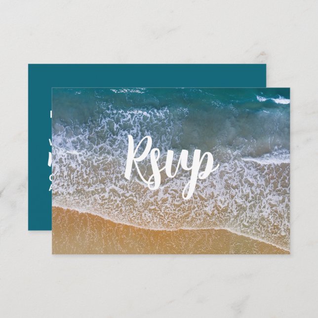 Blue Sea Beach Wedding RSVP Card (Front/Back)