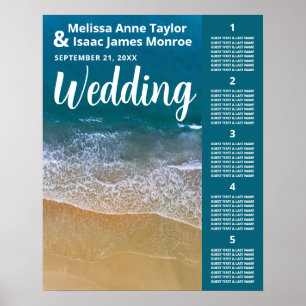 Blue Sea Beach Wedding Table Plan Poster