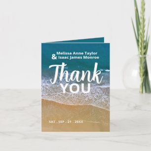 Blue Sea Beach Wedding Thank You Card