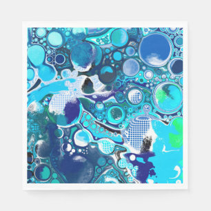 Blue Sea Bubbles Abstract Art Napkin