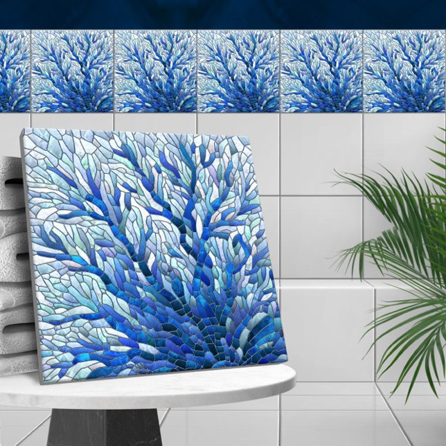 Blue Sea Fan Coral mosaic art Tile (Creator Uploaded)