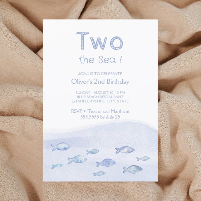 Blue sea fish boy's 2nd birthday invitation  (Creator Uploaded)
