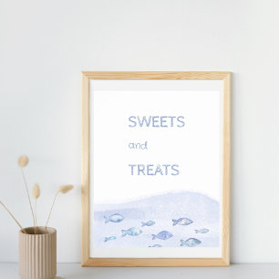 Blue sea fish kids birthday sweets and treats  poster