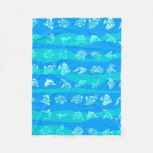 Blue sea fleece blanket (Front)