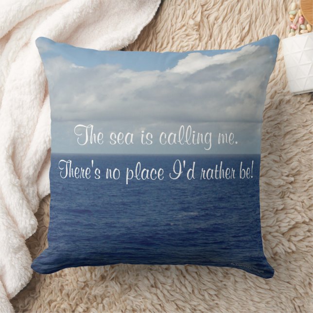 Blue Sea Fluffy Clouds Personalised Pillow (Blanket)